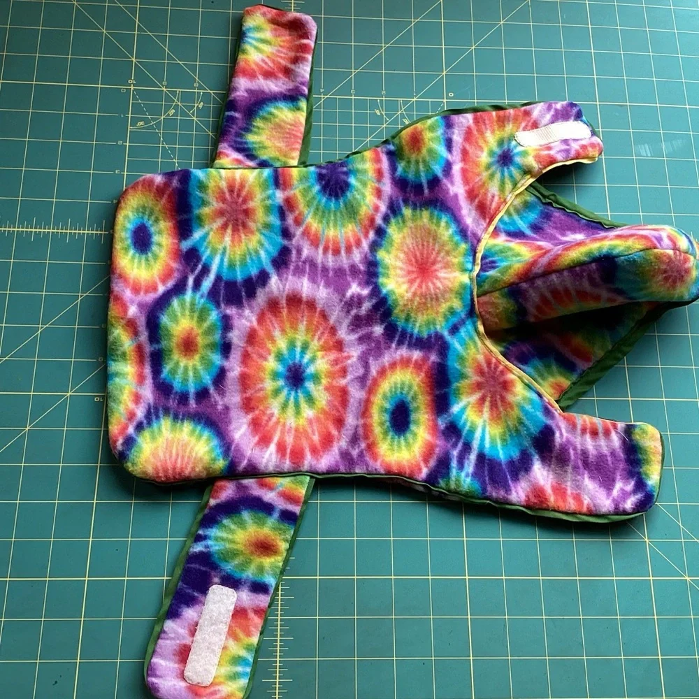 New Handcrafted Reversible Small Dog Fleece Hoodie Tie Dye Hippie Boho Gifts